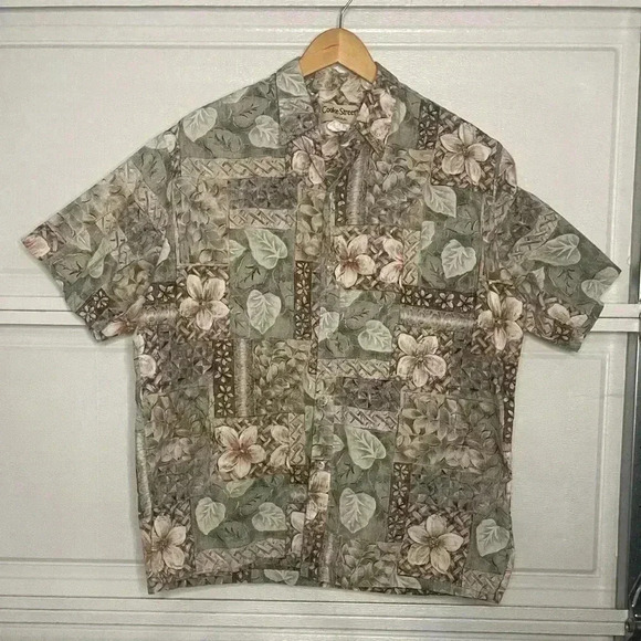 Vintage Cooke Street Reverse Print Honolulu Hawaii Aloha Shirt Size Large - Picture 1 of 5